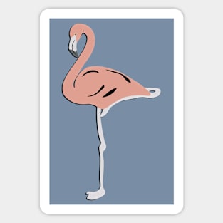 Pink Flamingo on Blue Sticker